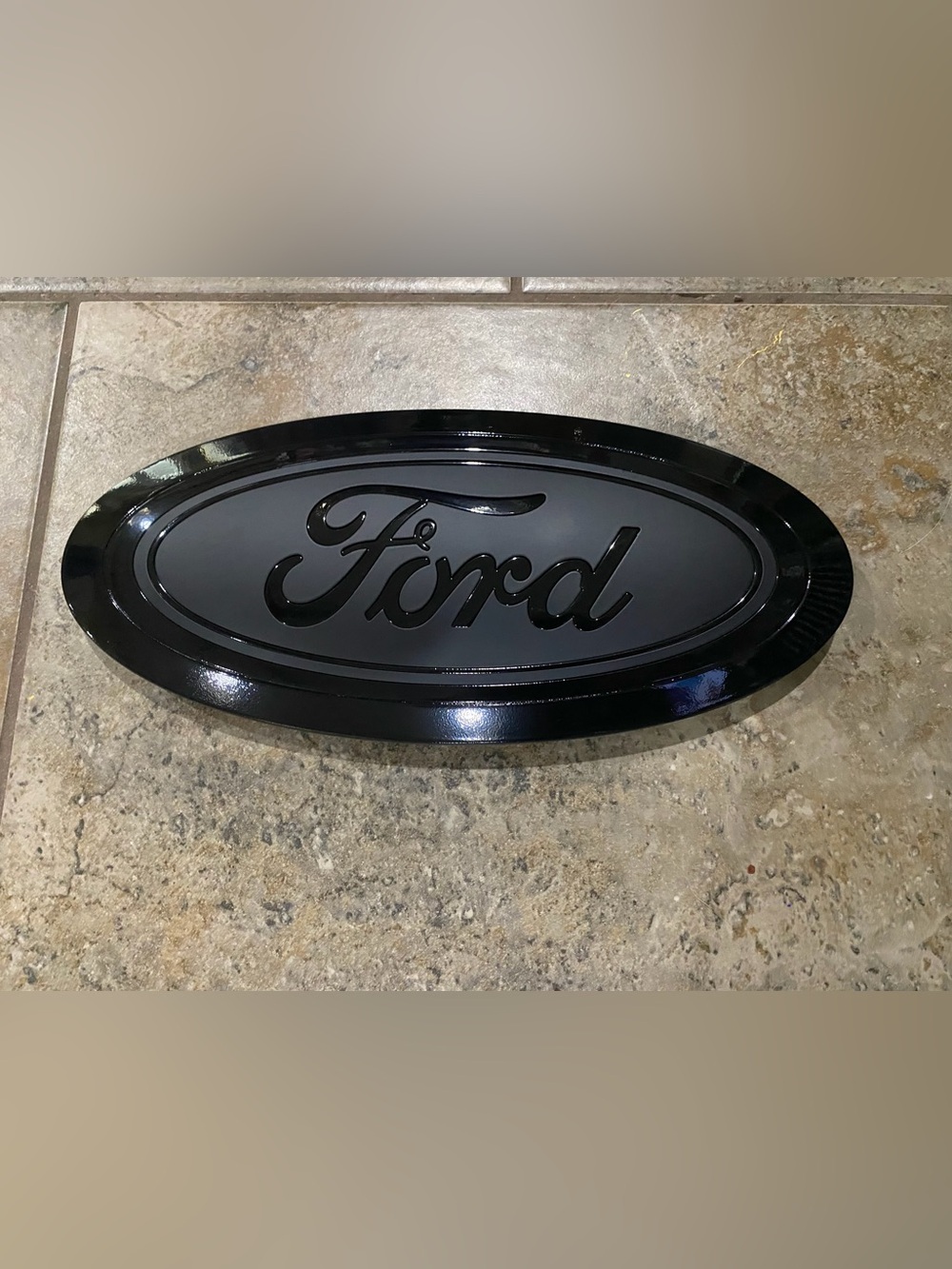 Custom 2017-2019 Ford F250 Custom Front Emblem in Gloss & Matte Black No Camera